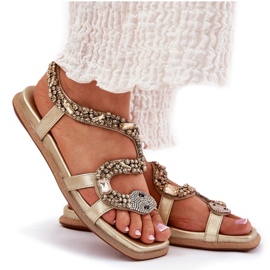 ARTIKER Sandalias para mujeres con decoración Eco Leather manguera Artker 56C1362 Oro dorado 9