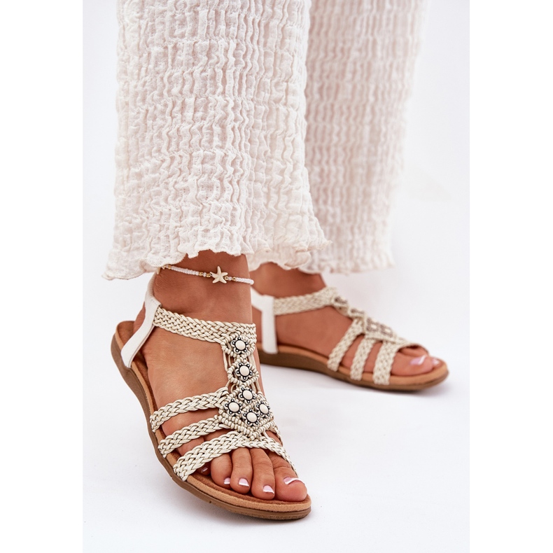 Sandalias de mujeres planas con Artiker trenzado 56C1323 Biale Stripes blanco 2 Sandalias de mujeres planas con Artiker trenzado 56C1323 Biale Stripes blanco 2