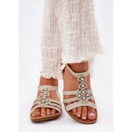 Sandalias de mujeres planas con Artiker trenzado 56C1323 Biale Stripes blanco 3