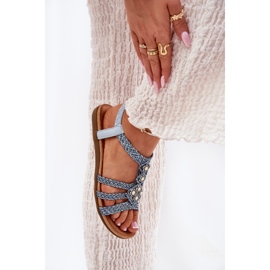 Sandalias planas para mujeres con Artiker trenzado 56C1325 Blue Stripes azul 5