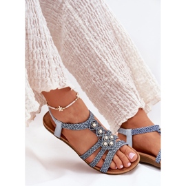 Sandalias planas para mujeres con Artiker trenzado 56C1325 Blue Stripes azul 7