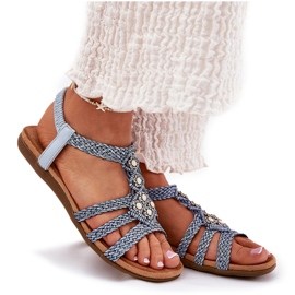 Sandalias planas para mujeres con Artiker trenzado 56C1325 Blue Stripes azul 9