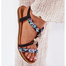 ARTIKER Sandalias de mujeres planas con rayas trenzadas y alfileres artesanales 54C1331 negro 6