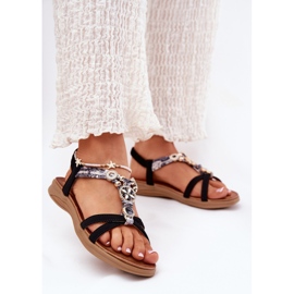 Sandalias de mujeres planas con Artiker 54C1334 Decoraciones negras negro 2