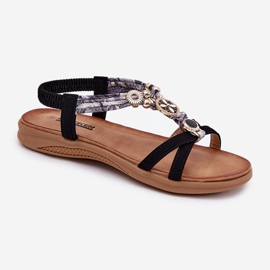 Sandalias de mujeres planas con Artiker 54C1334 Decoraciones negras negro 4