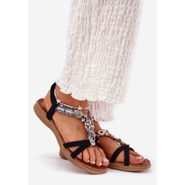 Sandalias de mujeres planas con Artiker 54C1334 Decoraciones negras negro 1