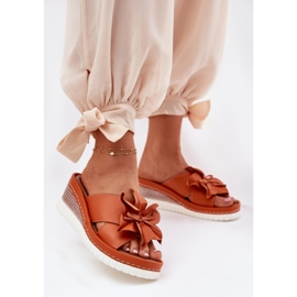 ARTIKER Godas de cuero para mujeres con un artista decorativo de flores 52C0505 naranja 2