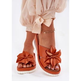 ARTIKER Godas de cuero para mujeres con un artista decorativo de flores 52C0505 naranja 3