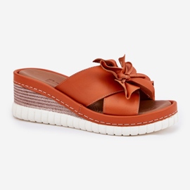 ARTIKER Godas de cuero para mujeres con un artista decorativo de flores 52C0505 naranja 4