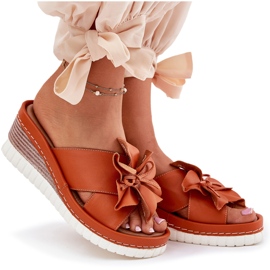 ARTIKER Godas de cuero para mujeres con un artista decorativo de flores 52C0505 naranja 8