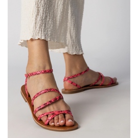Sandalias rosadas en una suela plana rosado 3