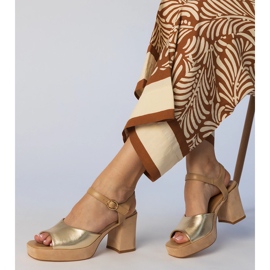 Sandalias de tacón mujer doradas dorado 2