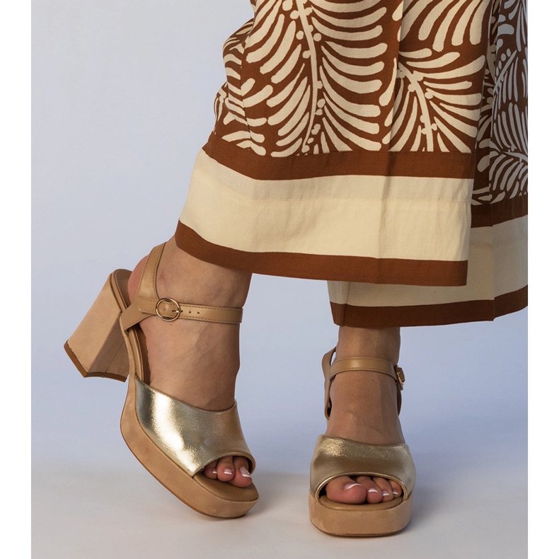 Sandalias de tacón mujer doradas dorado 1