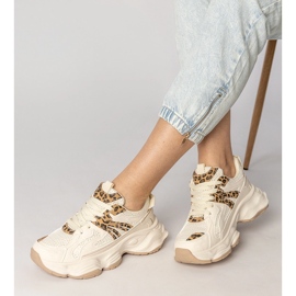 Beige Sneakers Sports Women's Sports con un inserto de leopardo 2 Beige Sneakers Sports Women's Sports con un inserto de leopardo 2