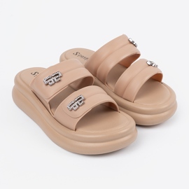 Seastar Chanclas de plataforma de mujer beige 3