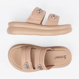 Seastar Chanclas de plataforma de mujer beige 5