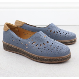 Zapatos de cuero para mujeres abiertos en un azul marino Evento 7007 Elevación 2
