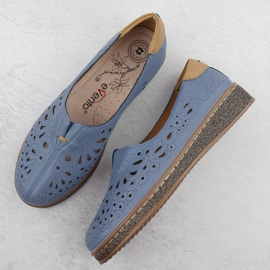Zapatos de cuero para mujeres abiertos en un azul marino Evento 7007 Elevación 3