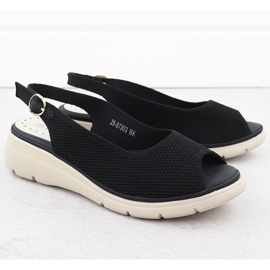 Sandalias de mujeres en cuñas Black Vinceza 97303 negro 2