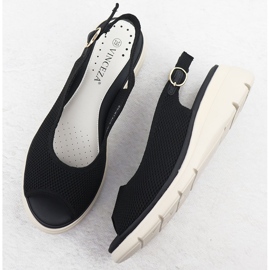 Sandalias de mujeres en cuñas Black Vinceza 97303 negro 3