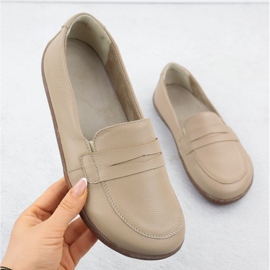 Mocasines de cuero para mujeres descalzos Ekri Helios 433 beige 1