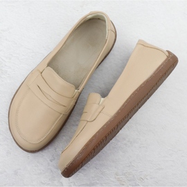 Mocasines de cuero para mujeres descalzos Ekri Helios 433 beige 3