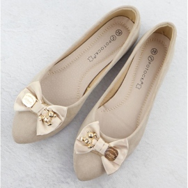Potocki Ballerinas femeninas con un beige beige de arco BB23310 3