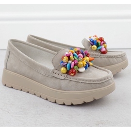 Mocasines de cuero en una plataforma con beige beige filippo 6828 2