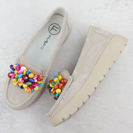 Mocasines de cuero en una plataforma con beige beige filippo 6828 3