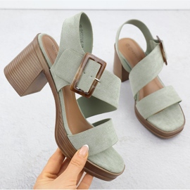 Sandalias de gamuza para mujeres en Green Potocki Post 54307 verde 1