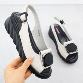 Sandalias de cuero para mujeres en Wedge Cream Artiker 56C1565 cremoso 1