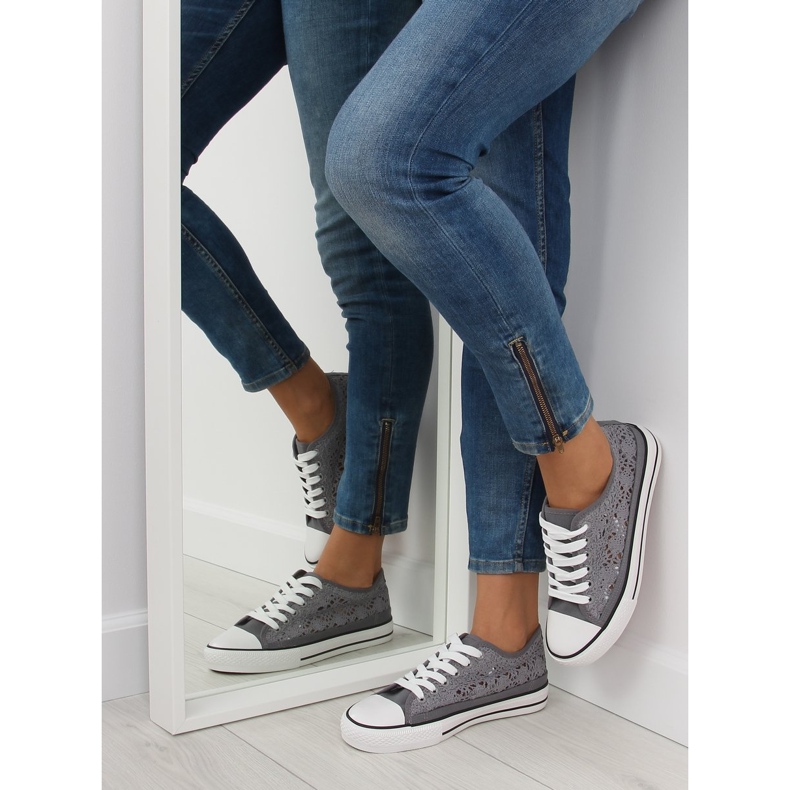 Deportivas mujer encaje gris NB89P gris 2