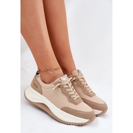 Zapatillas de ante femeninas en la plataforma Big Star RR274A345 Hi-Poly Dark-Line beige 1