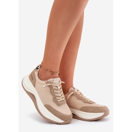 Zapatillas de ante femeninas en la plataforma Big Star RR274A345 Hi-Poly Dark-Line beige 4