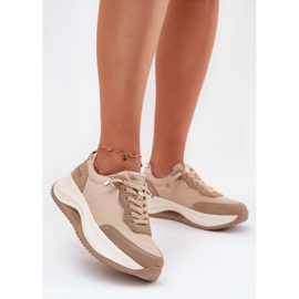 Zapatillas de ante femeninas en la plataforma Big Star RR274A345 Hi-Poly Dark-Line beige 5