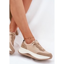 Zapatillas de ante femeninas en la plataforma Big Star RR274A345 Hi-Poly Dark-Line beige 8