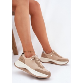 Zapatillas de ante femeninas en la plataforma Big Star RR274A345 Hi-Poly Dark-Line beige 7