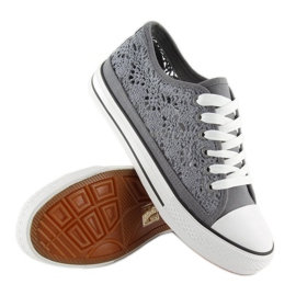 Deportivas mujer encaje gris NB89P gris 5