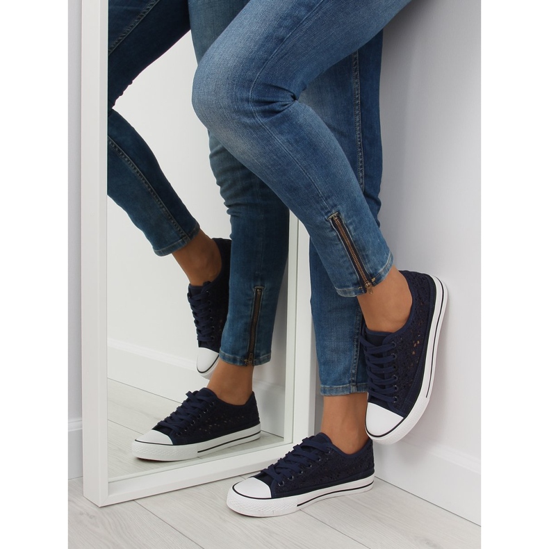 Deportivas de cordones azul marino para mujer NB89P Azul 2