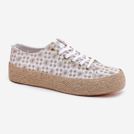 Zapatillas de zapatillas móviles en la plataforma con Lee Cooper LCW-25-08-3648L White and Gold blanco 4