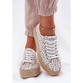 Zapatillas de zapatillas móviles en la plataforma con Lee Cooper LCW-25-08-3648L White and Gold blanco 7