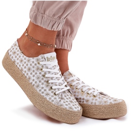 Zapatillas de zapatillas móviles en la plataforma con Lee Cooper LCW-25-08-3648L White and Gold blanco 8