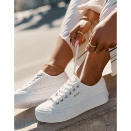Zapatillas para mujeres con encaje lee cooper lcw-25-31-3438l blanco 2