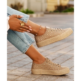 Zapatillas de zapatillas móviles en la plataforma con Lee Cooper LCW-25-08-3646L Caza de color caqui beige 2
