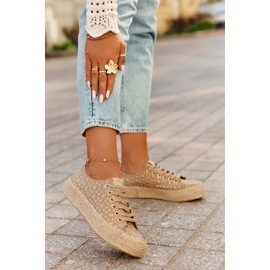 Zapatillas de zapatillas móviles en la plataforma con Lee Cooper LCW-25-08-3646L Caza de color caqui beige 8