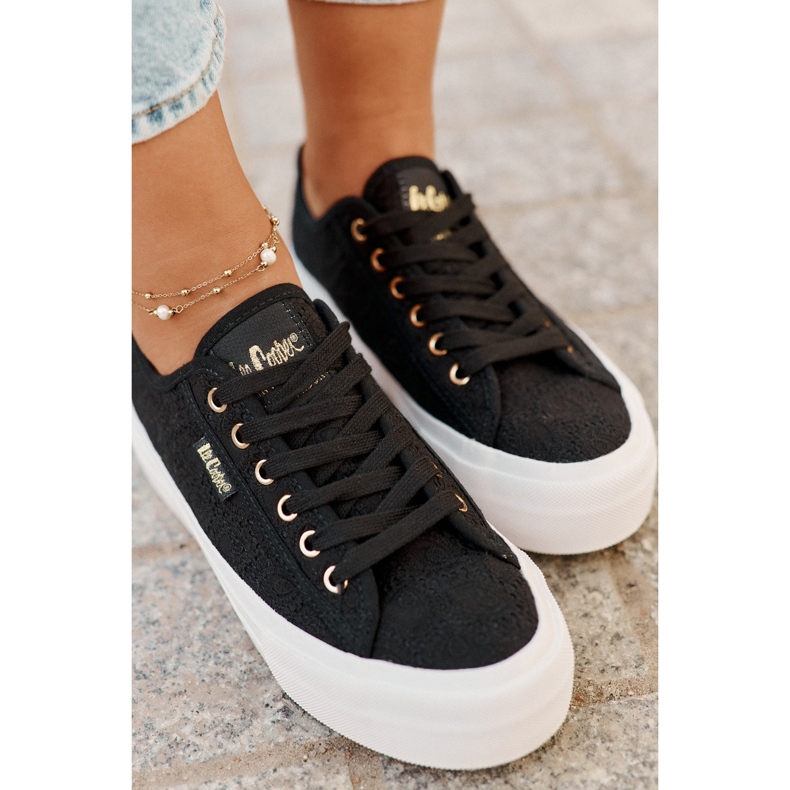 Zapatillas para mujeres con encaje lee cooper lcw-25-31-3439l negro 2