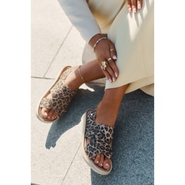 Zazoo ZaAzoo 40392 Sandalias de cuero LEOPARDO MARRÓN DE Mujer estampado beige 4