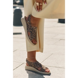 Zazoo ZaAzoo 40392 Sandalias de cuero LEOPARDO MARRÓN DE Mujer estampado beige 2