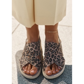 Zazoo ZaAzoo 40392 Sandalias de cuero LEOPARDO MARRÓN DE Mujer estampado beige 12