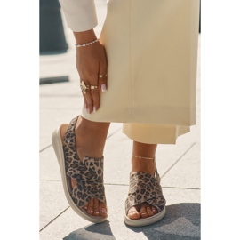 Zazoo ZaAzoo 40392 Sandalias de cuero LEOPARDO MARRÓN DE Mujer estampado beige 11